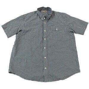 Duluth Trading Camp Shirt Men's Size XL Blue & White Gingham Plaid Cotton